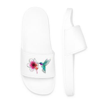 Wasserfarben Hummingbird mit Hibiskus - Männer Badelatschen - Weiß - Vorne