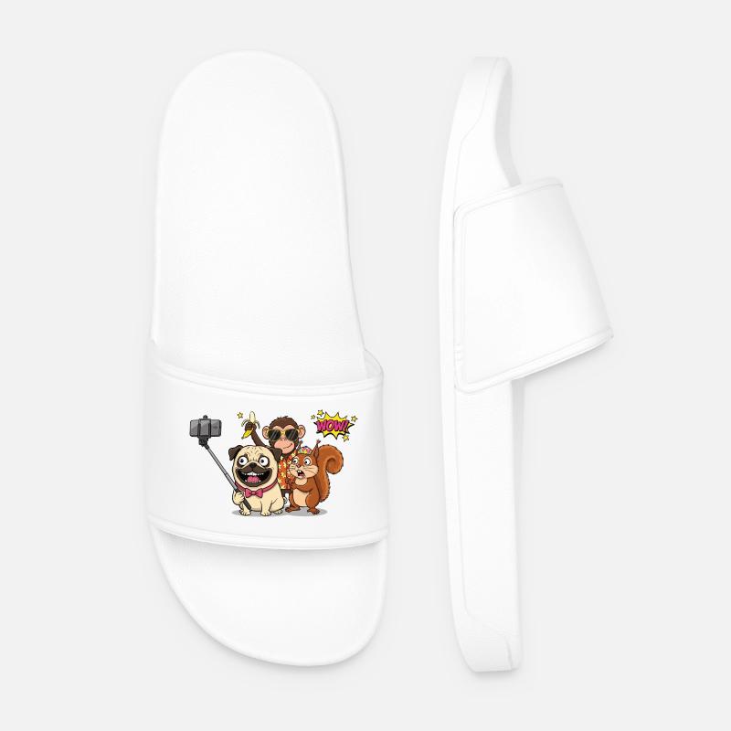 Équipe de selfies d’animaux avec banane - Claquettes Homme - blanc