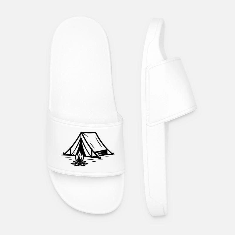 Tent Campfire - Men’s Pool Sliders - white