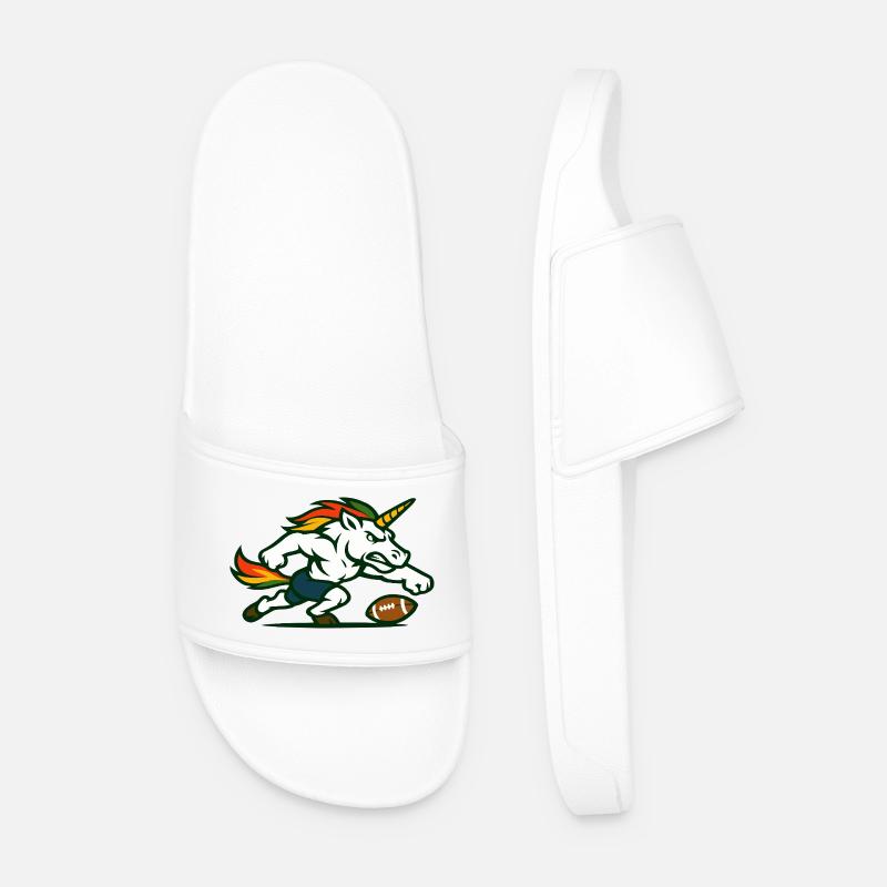 Flame Unicorn Blitz - Men’s Pool Sliders - white