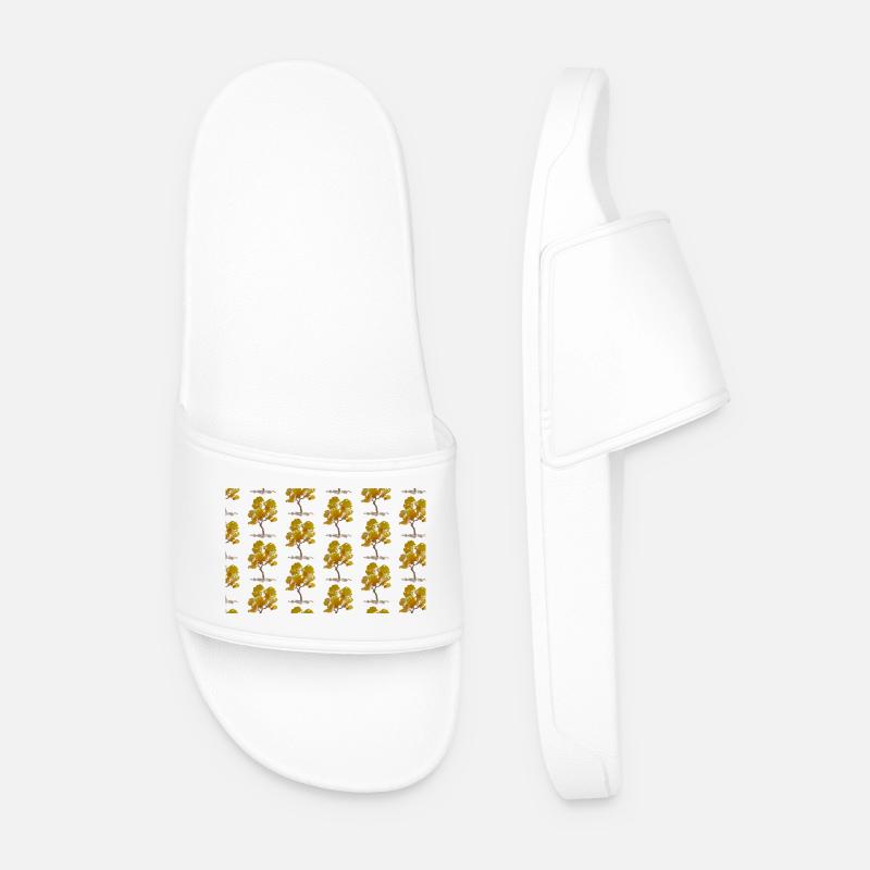 Autumn Tree Pattern - Men’s Pool Sliders - white