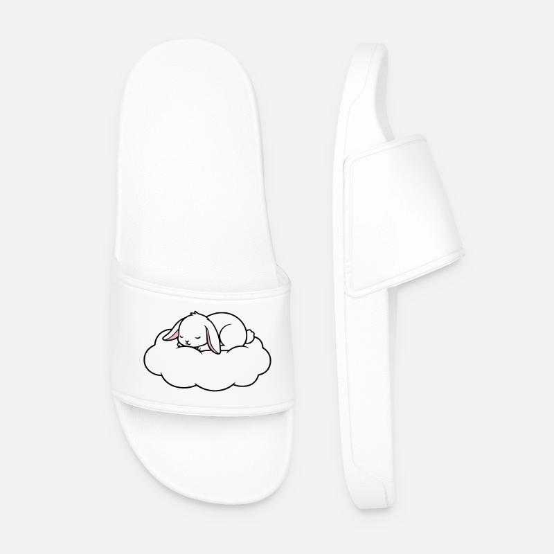 Sleeping Rabbit on Cloud Dream - Men’s Pool Sliders - white