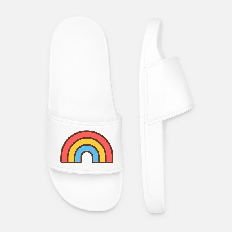 Heller Retro-Regenbogen - Männer Badelatschen - Weiß