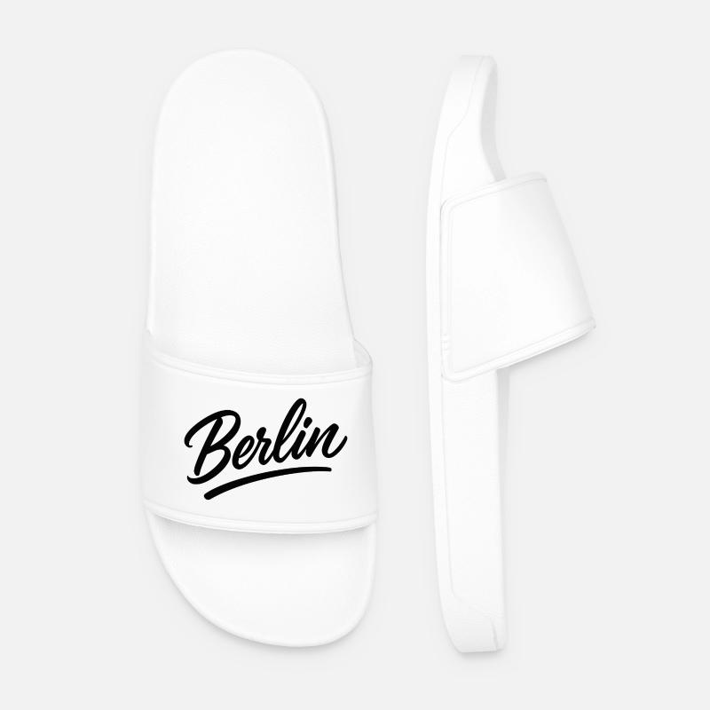 Berlin lettering in script style - Men’s Pool Sliders - white