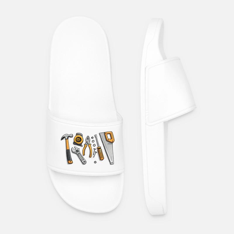 Tool illustration for craftsmen - Men’s Pool Sliders - white