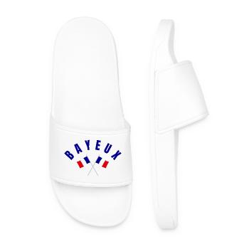 Bayeux Crossed French Flags Emblems - Men’s Pool Sliders - white - Front