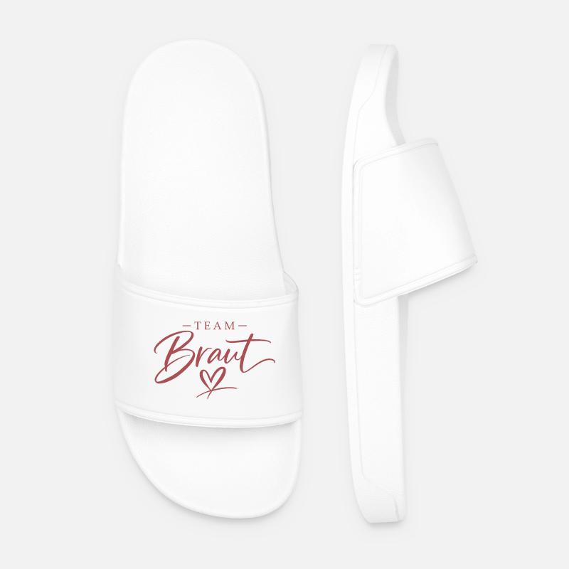 Team Bride Heart Script - Men’s Pool Sliders - white