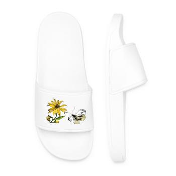 Butterfly and Sunflower - Men’s Pool Sliders - white - Front