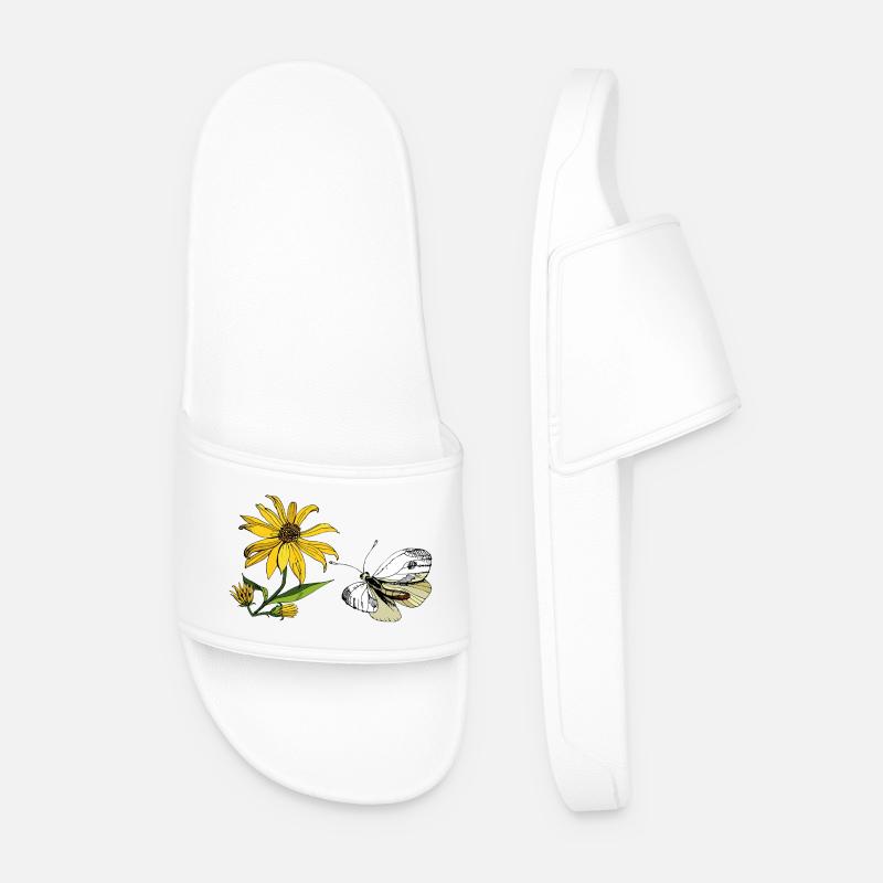 Schmetterling und Sonnenblume  - Männer Badelatschen - Weiß