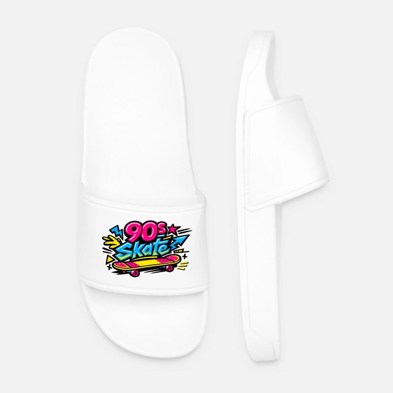 90er Skateboard Retro Flair - Männer Badelatschen - Weiß