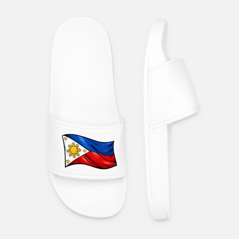 Philippinen Flagge Karikatur - Männer Badelatschen - Weiß