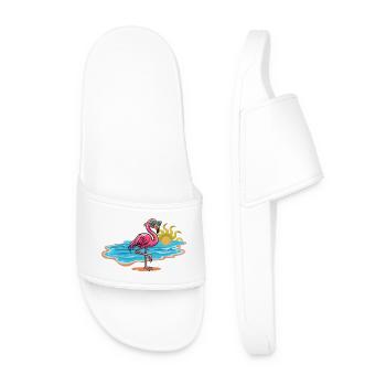 Un flamant rose de plage avec des lunettes de soleil - Claquettes Homme - blanc - Devant