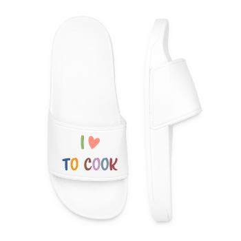 Ich liebe es, bunte Buchstaben zu kochen, süßer Feinschmecker - Männer Badelatschen - Weiß - Vorne