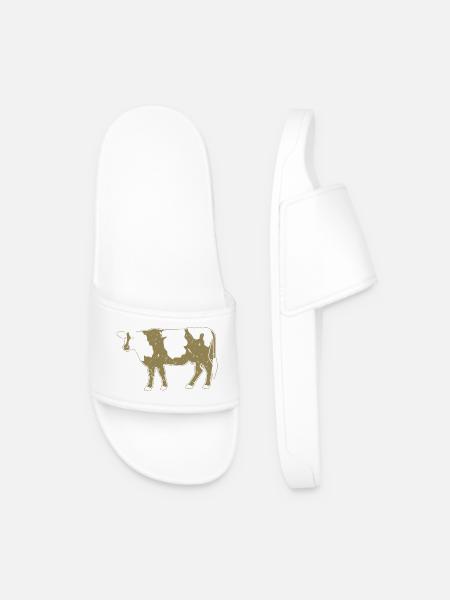 Cow Silhouette Farm Grunge Style - Men’s Pool Sliders - white
