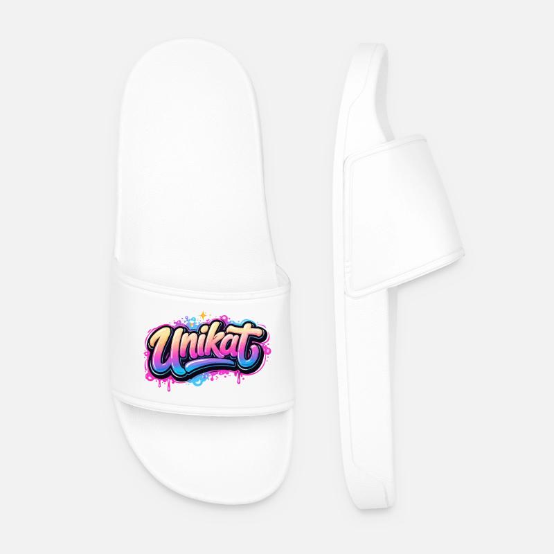 Unique Graffiti Neon - Men’s Pool Sliders - white