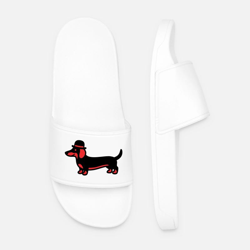 Cool Dachshund Hat Gentleman - Men’s Pool Sliders - white