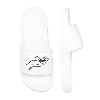 Bird on palm - illustration - Men’s Pool Sliders - white - Front