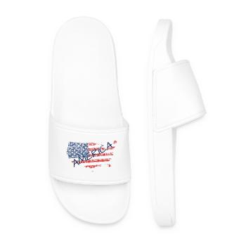 America Flag Lettering - Men’s Pool Sliders - white - Front