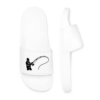 silhouette de pêcheur, canne à pêche, club de pêche - Claquettes Homme - blanc - Devant