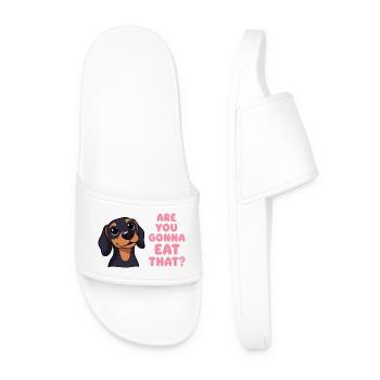 Are You going to Eat That Dachshund Humor - Men’s Pool Sliders - white - Front