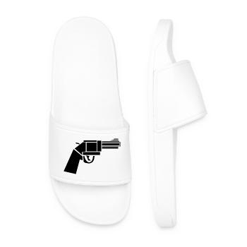 Vintage Revolver – Western Illustration - Men’s Pool Sliders - white - Front