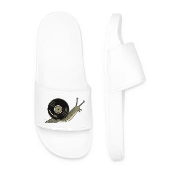 Vintage Vinyl Record Snail - Men’s Pool Sliders - white - Front
