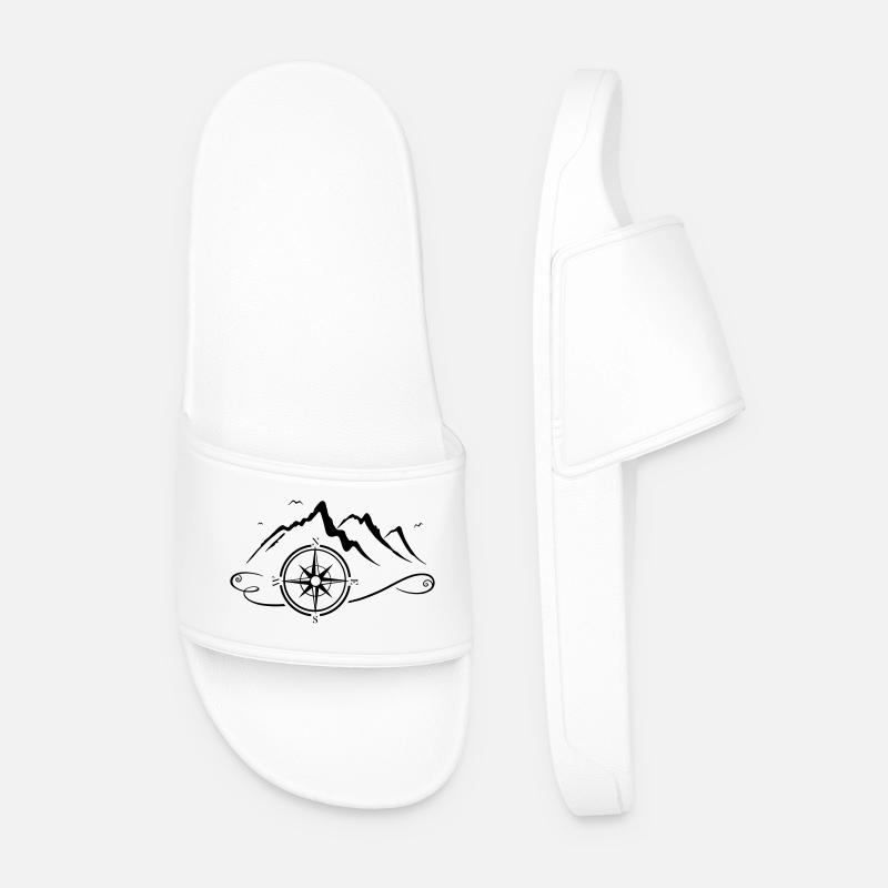 Mountains with compass - Men’s Pool Sliders - white