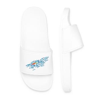 colorful colorful fish in the fish swarm - Men’s Pool Sliders - white - Front