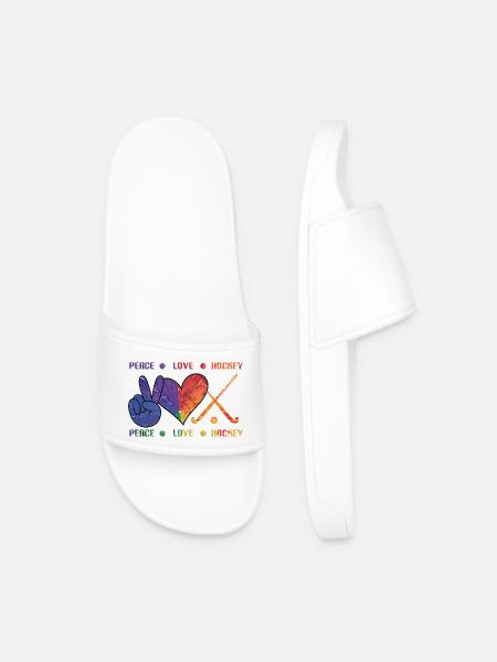 Peace Love Hockey - Men’s Pool Sliders - white