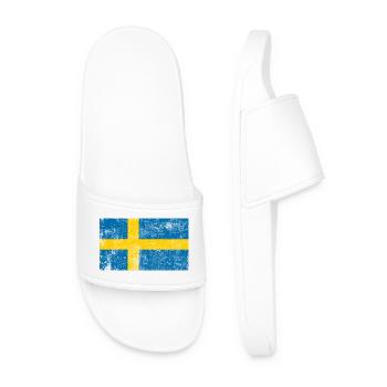 Sweden Flag Flag Grunge Retro Vintage - Men’s Pool Sliders - white - Front