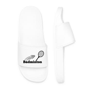 Texte de badminton avec navette et raquette - Claquettes Homme - blanc - Devant