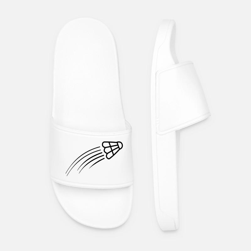 Badminton simple shuttle logo - Men’s Pool Sliders - white