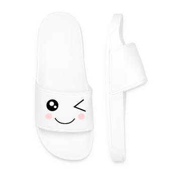 Visage Kawaii Drôle - Claquettes Homme - blanc - Devant