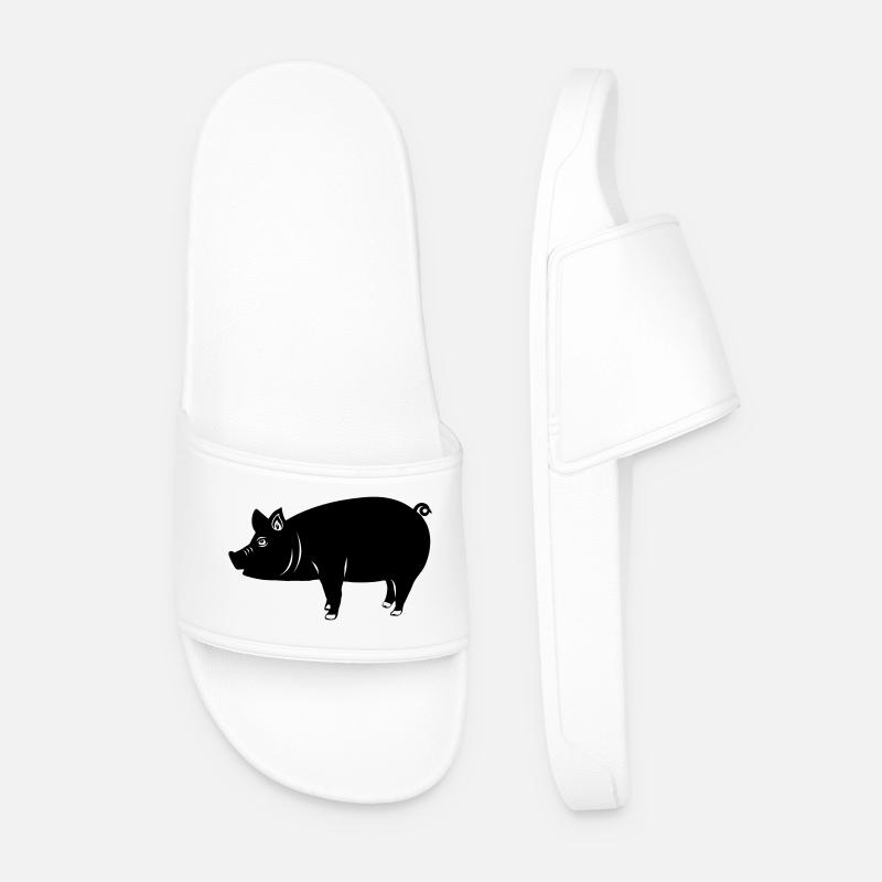 Pig logo Shadow image - Men’s Pool Sliders - white