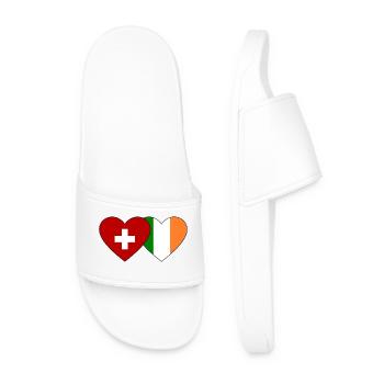 Switzerland Ireland Flag Heart - Men’s Pool Sliders - white - Front