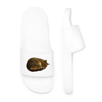 schlafende Katze, tabby motiv, pelzig - Männer Badelatschen - Weiß - Vorne