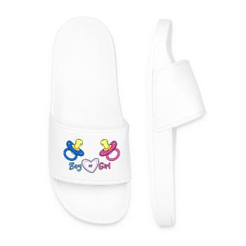 Boy or Girl Herzdesign Babyprint - Männer Badelatschen - Weiß - Vorne