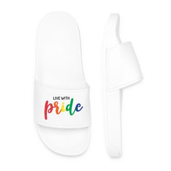 Live With Pride - Men’s Pool Sliders - white - Front