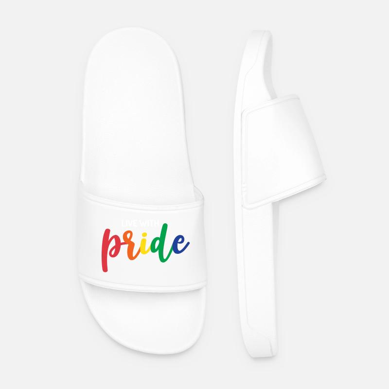 Live With Pride - Men’s Pool Sliders - white