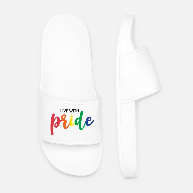 Live With Pride - Men’s Pool Sliders - white