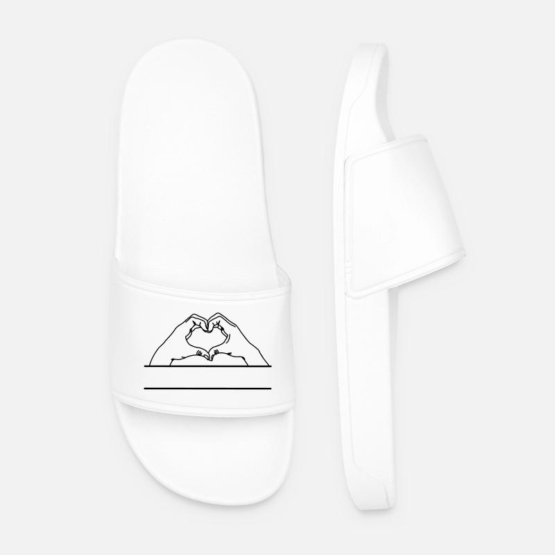 Hand gesture love text space - Men’s Pool Sliders - white
