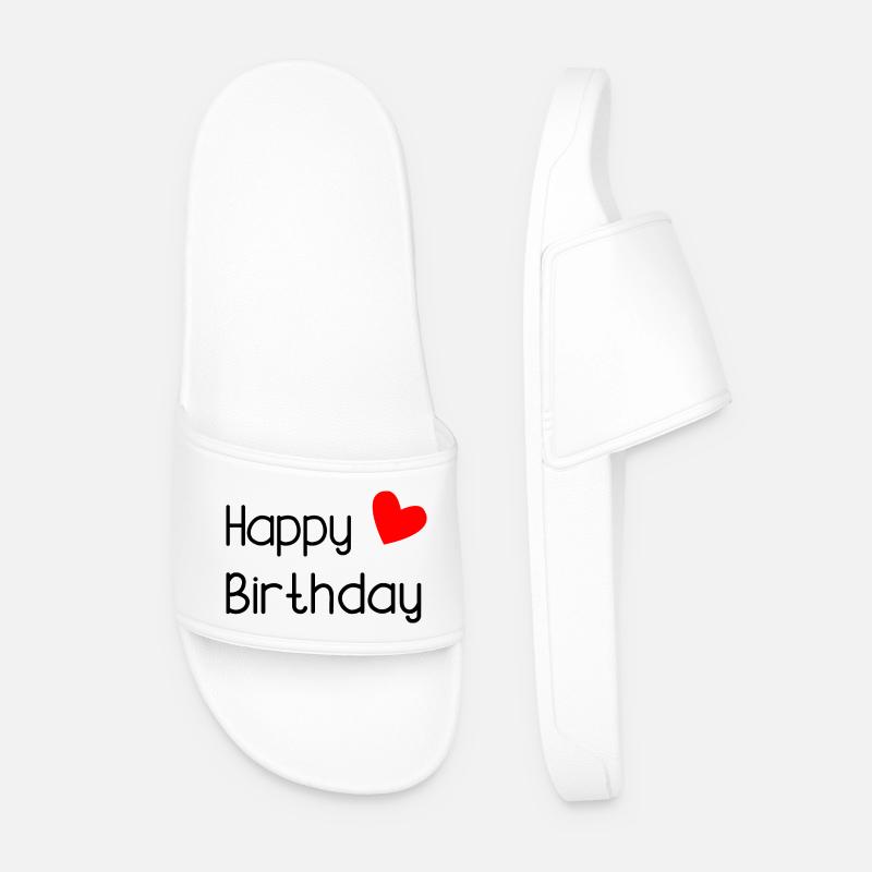 HAPPY BIRTHDAY - Men’s Pool Sliders - white