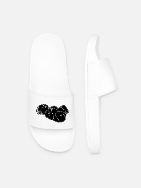 Newborn Baby Shadow Illustration - Men’s Pool Sliders - white
