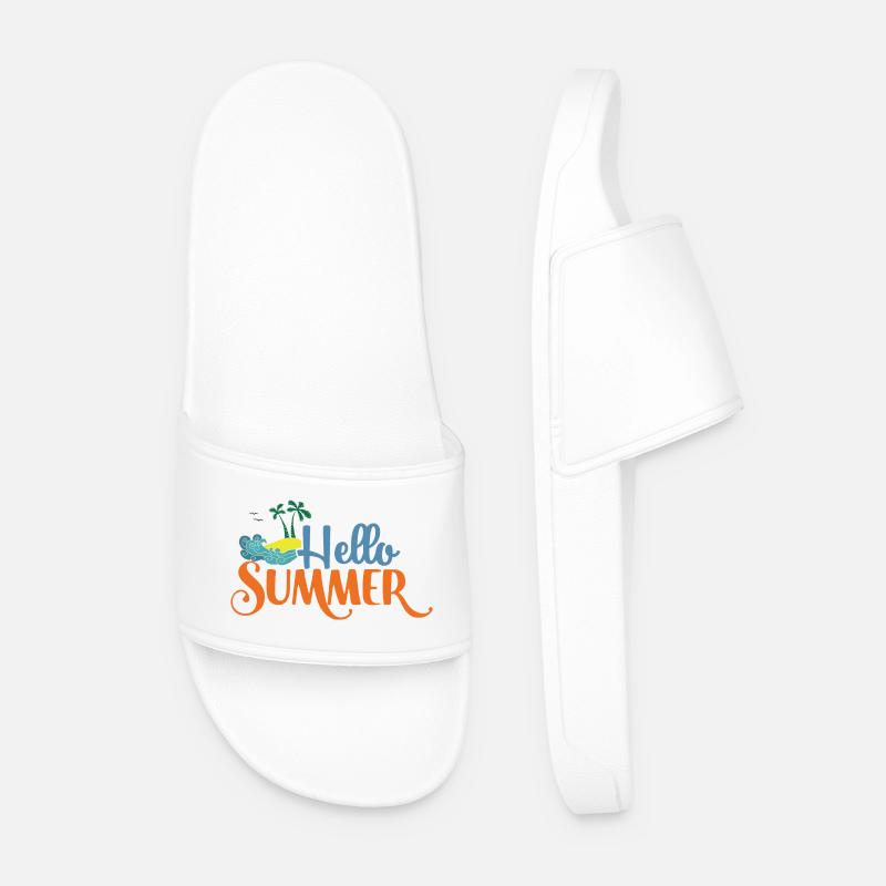 Hello Summmer - Men’s Pool Sliders - white