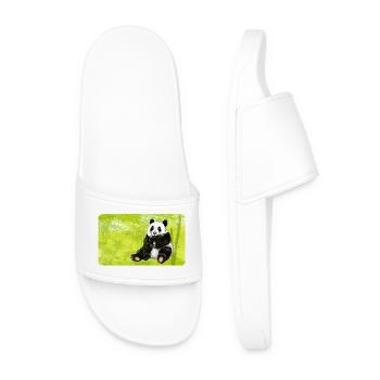 Ours panda mignon avec bambou dans la forêt de bambous - Claquettes Homme - blanc - Devant