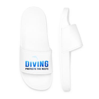 Diving Diver Nature Conservation Saying Dolphin - Men’s Pool Sliders - white - Front