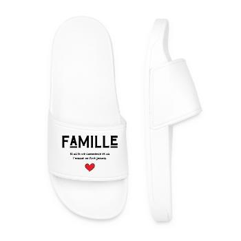 Family Where Life Begins - Family Gift - Men’s Pool Sliders - white - Front