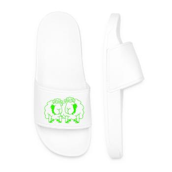 Two Sheep Eating Grass 2 Friends Team Hungry - Men’s Pool Sliders - white - Front