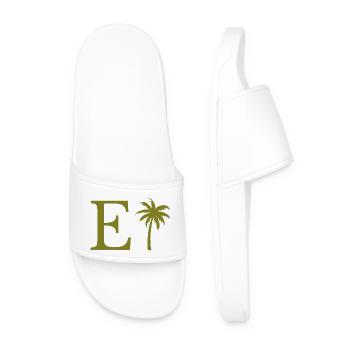 Lettre e vert Palm - Claquettes Homme - blanc - Devant