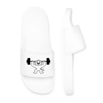 Dog Bodybuilder Strong Muscles Gym Weightlifting - Men’s Pool Sliders - white - Front